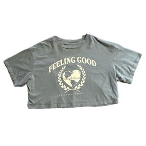 Today only!! Gray Cropped T-Shirt with Graphic Print Size XS